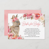 Paashaas roze koraal bloemen boeken voor baby encl informatiekaartje (Voorkant / Achterkant)