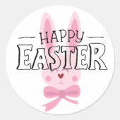 Paashaas roze ronde sticker (Voorkant)