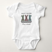 Paashaas Schachbrett Roze Groen Turkoois Monogram Romper (Voorkant)