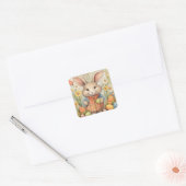 Paashaas Schattigee Bloemen Sticker in Lente Kleur (Envelop)