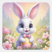 Paashaas Schattigee Bloemen Sticker in Lente Kleur (Voorkant)