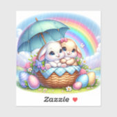 Paashaas Schattigee Bloemen Sticker in Lente Kleur (Vel)