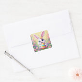Paashaas Schattigee Bloemen Sticker in Lente Kleur (Envelop)