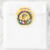 Paashaas Schattigee kuiken in de buurt! Ronde Sticker (Tas)