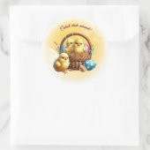 Paashaas Schattigee kuiken in de buurt! Ronde Sticker (Tas)