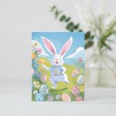 paashaas | Schattigee paaspastel Wildflower Feestdagenkaart (Staand voorkant)