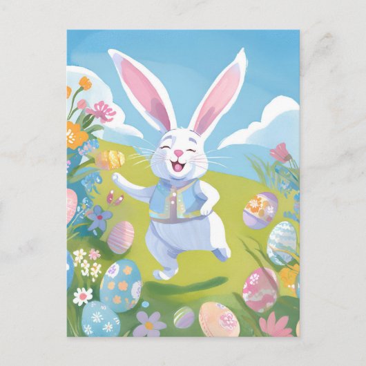 paashaas | Schattigee paaspastel Wildflower Feestdagenkaart (Voorkant)