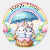Paashaas schattigheid regenboog kleurrijke pastel ronde sticker (Voorkant)