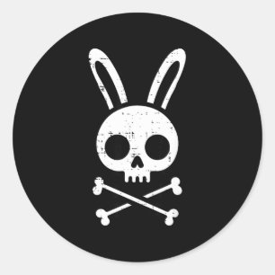 Paashaas Schedel Kruis Botten Konijn Goth Mannen J Ronde Sticker