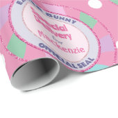 Paashaas speciale levering roze glitter cadeaupapier (Rol Hoek)