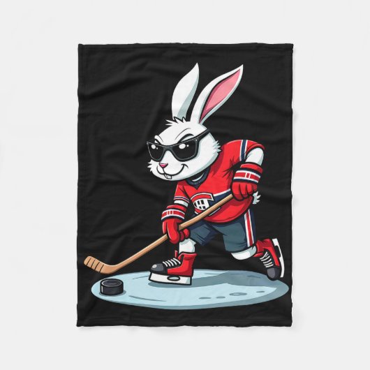 Paashaas speelt ijshockey fleece deken (Voorkant)