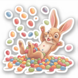 Paashaas Spelen in Jelly Beans Sticker