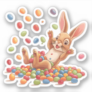 Paashaas Spelen in Jelly Beans Sticker