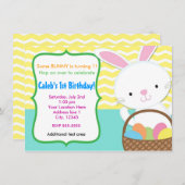 Paashaas Spring Chevron Kinder feestuitnodiging Kaart (Voorkant / Achterkant)