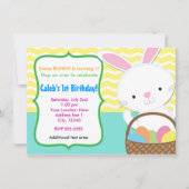 Paashaas Spring Chevron Kinder feestuitnodiging Kaart (Voorkant)