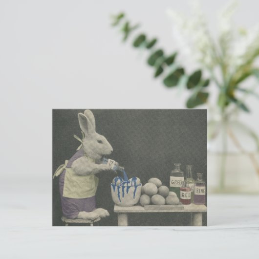 Paashaas stervende eieren feestdagenkaart (Staand voorkant)