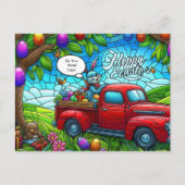 Paashaas strooit zijn magische stof. feestdagenkaart (Voorkant)