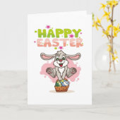 Paashaas T-shirt Meisjes Vrouwen Kinderen Kaart (Gele Bloem)