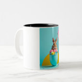 paashaas tweekleurige koffiemok (Voorkant links)