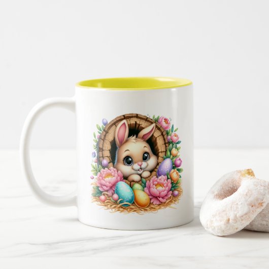 Paashaas tweekleurige koffiemok (Met donut)