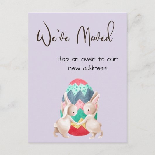 Paashaas verhuizen aankondiging nieuw adres (Voorkant)