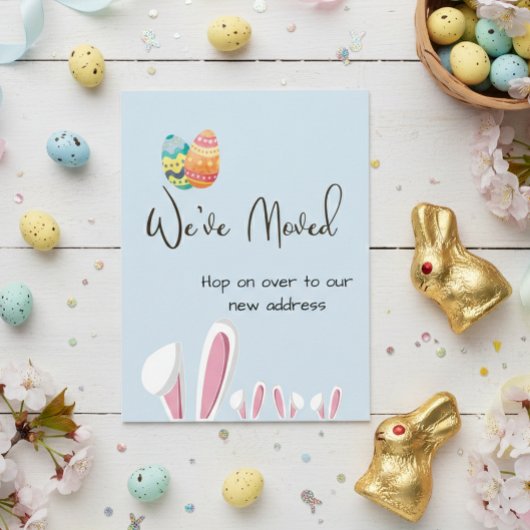 Paashaas verhuizen aankondiging nieuw adres