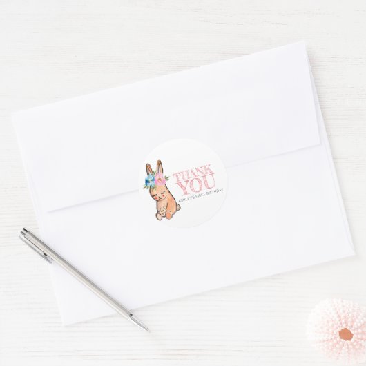 Paashaas verjaardag dank u sticker (Envelop)