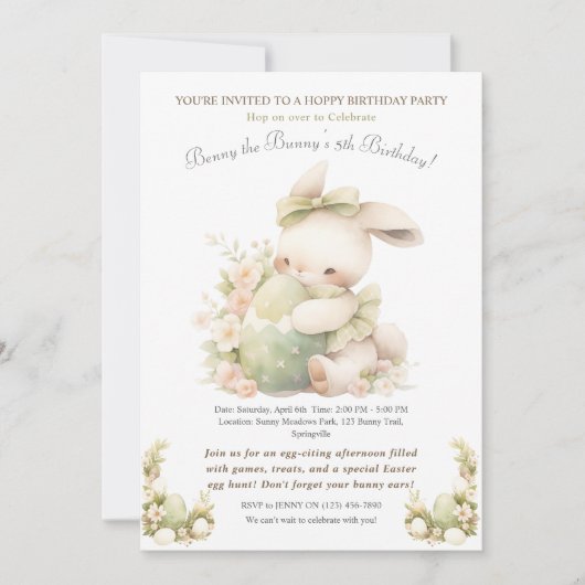  Paashaas Verjaardag Kaart (Voorkant)