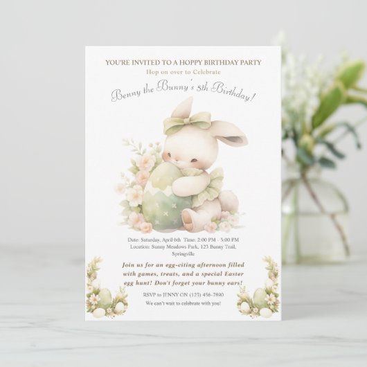  Paashaas Verjaardag Kaart (Staand voorkant)