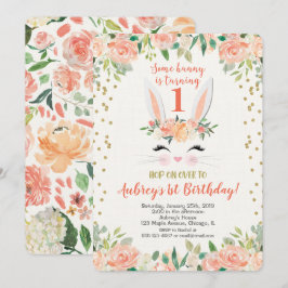 Paashaas verjaardagsuitnodiging perziken en room kaart