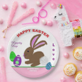 Paashaas versierde eieren naam papieren bordje (Feest)