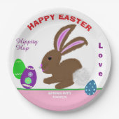 Paashaas versierde eieren naam papieren bordje (Voorkant)