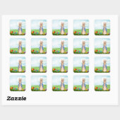 Paashaas Vierkante Sticker (Vel)