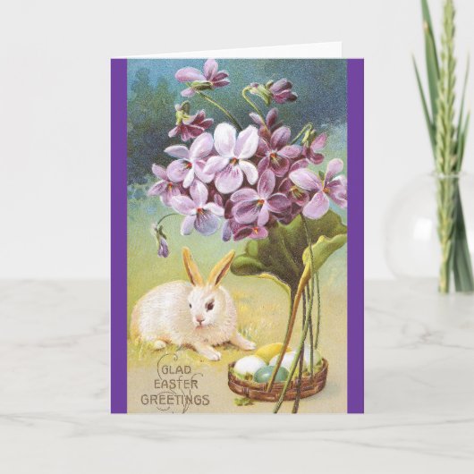 Paashaas & Viooltjes Feestdagen Kaart (Voorkant)