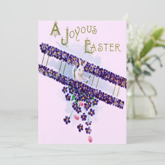 paashaas vliegtuig gekleurd ei kaart (Staand voorkant)