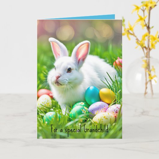 Paashaas voor kleinkind kaart (Gele Bloem)