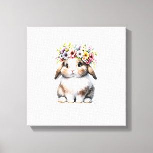 Paashaas voor Vrouwen Meisjes - Paashaas Bloem Canvas Afdruk