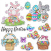 Paashaas Voorjaarsvakantie Kleurrijk & Leuk Venste Sticker (Voorkant)