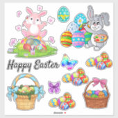 Paashaas Voorjaarsvakantie Kleurrijk & Leuk Venste Sticker (Vel)