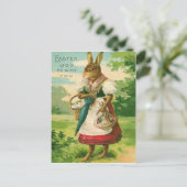 Paashaas Vrouw Mand Gekleurd Ei Feestdagenkaart (Staand voorkant)