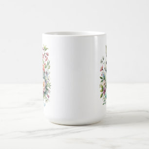 Paashaas, Waterverf, eitjes en bloemen Koffiemok