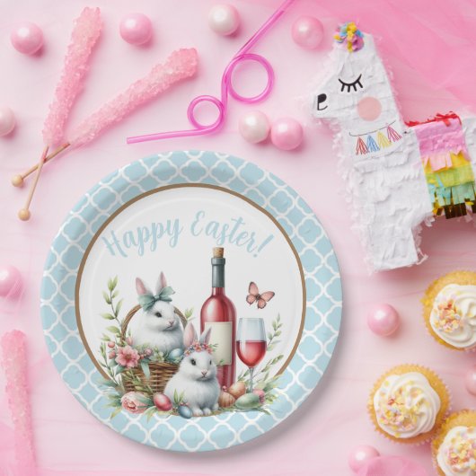 Paashaas & Wijnkrans Papier bord (Feest)