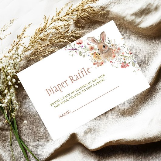 Paashaas Wildflower Baby shower Luier Raffle Informatiekaartje