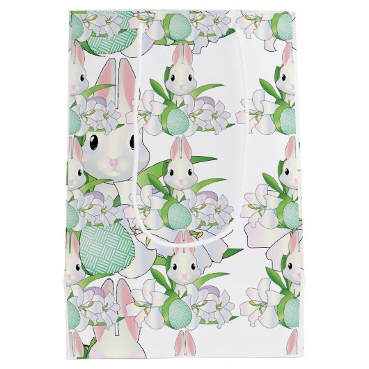 Paashaas witte lelies medium cadeauzakje (Achterkant)