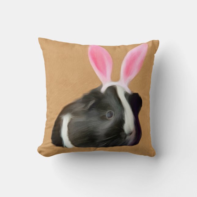 paashaas zwart-wit cavia kussen (Voorkant)