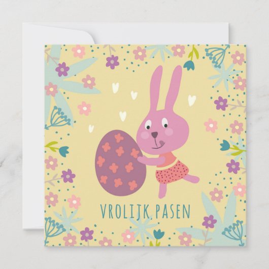 Paashaasje met chocolade ei kaart (Voorkant)