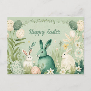 Paashaasjes in een Munt Lentetuin Briefkaart
