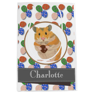 Paashamster met chocolade-eieren genaamd medium cadeauzakje