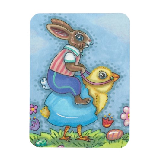 Paashare en griep EENVOUDIGERE BUNNY MAGNET-feestd Magneet (Verticaal)