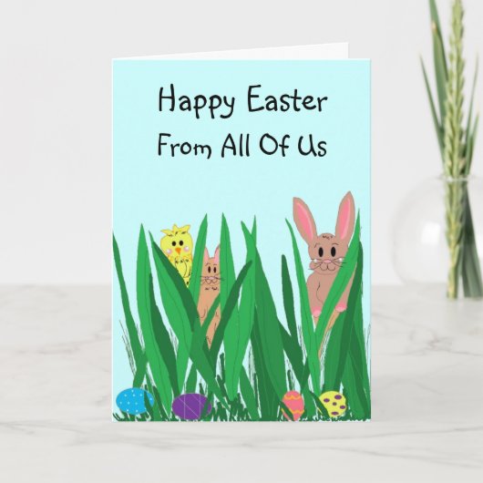 Paashazen en Kuikens Feestdagen Kaart (Voorkant)